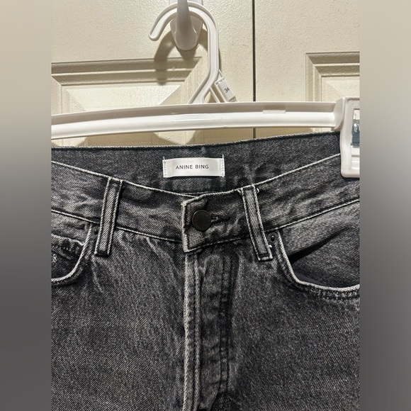 Anine Bing High Rise Ripped Gray Jeans - Picture 5 of 12